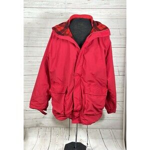 Vintage Land’s End 80’s Wool Lined Zip Up Red Parka Men’s Size XL Made In USA